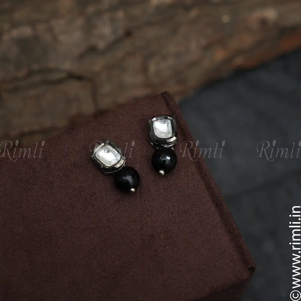 Classic Kundan Earrings - Black