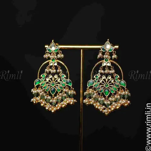 Eshana Chandbali Earrings - Green - Rimli Boutique