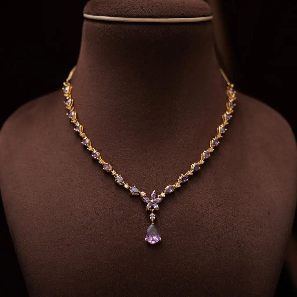 Niharika Zircon Purple Necklace