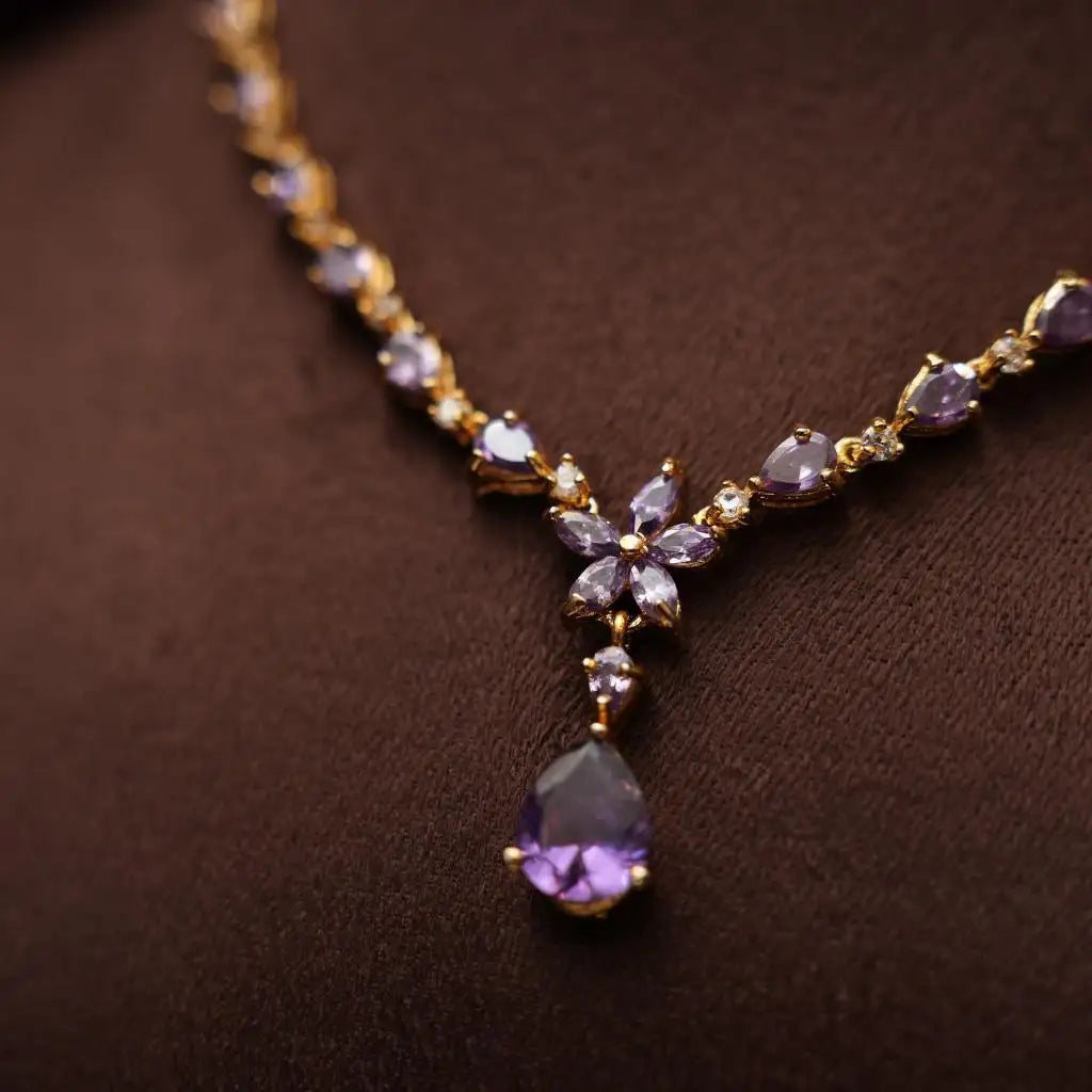 Niharika Zircon Purple Necklace