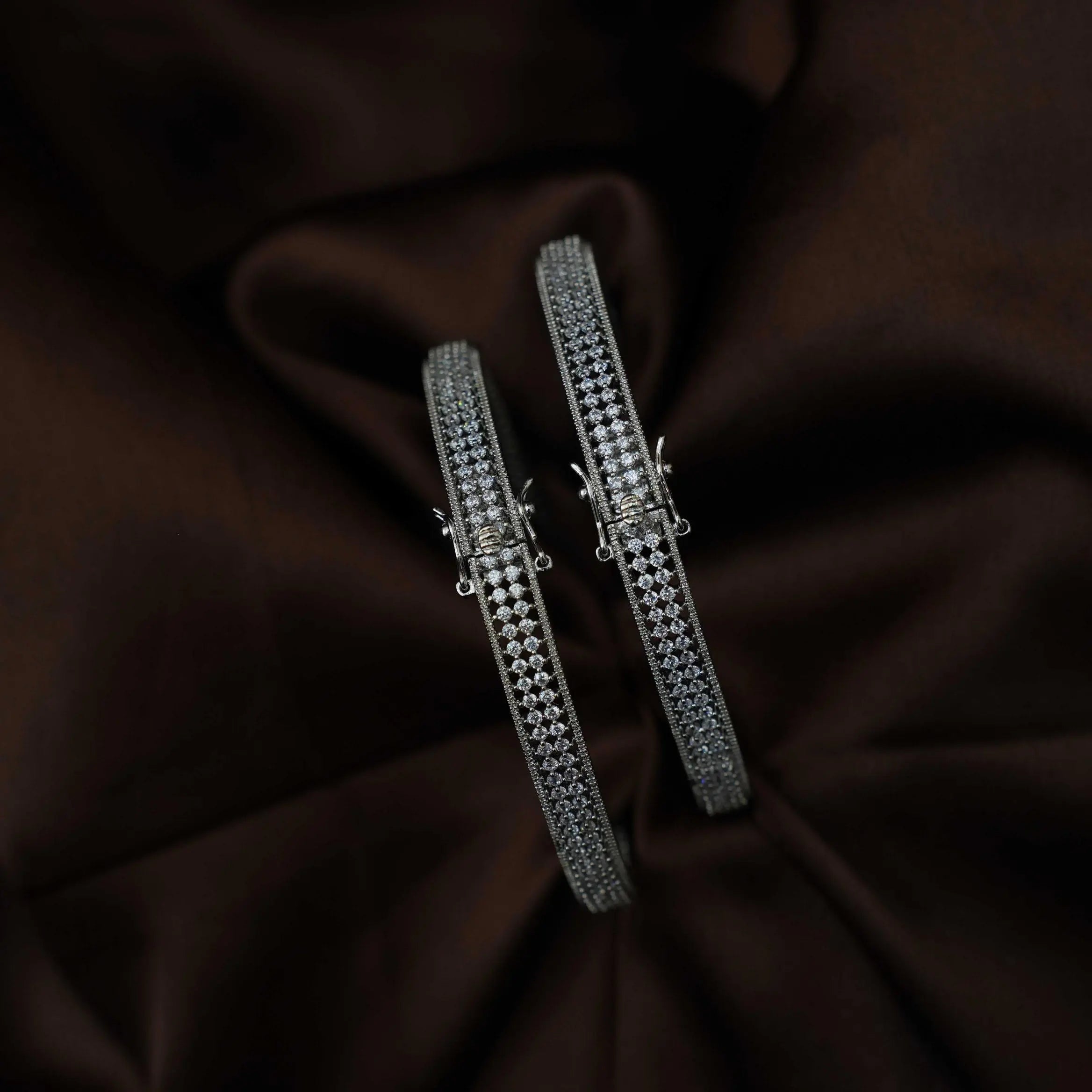 Niksha Zircon Bangles - Silver Color