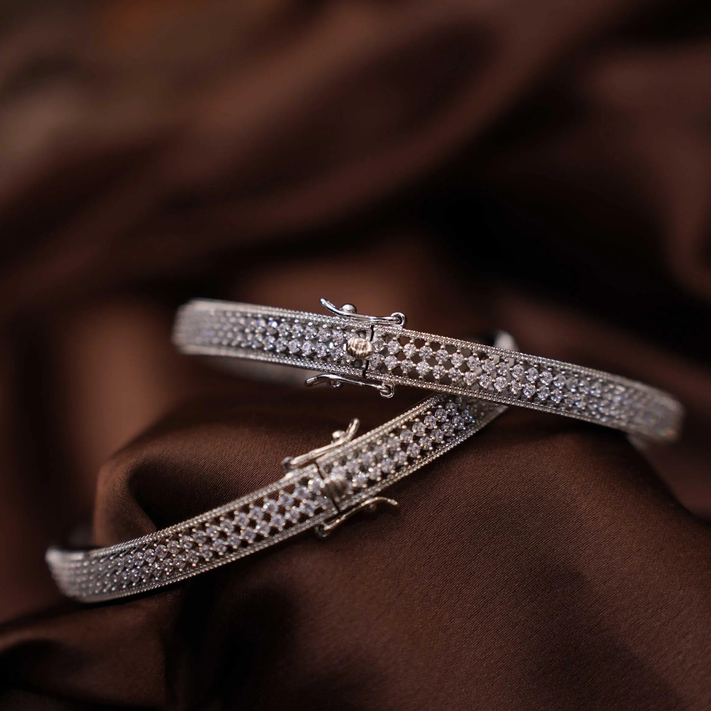 Niksha Zircon Bangles - Silver Color