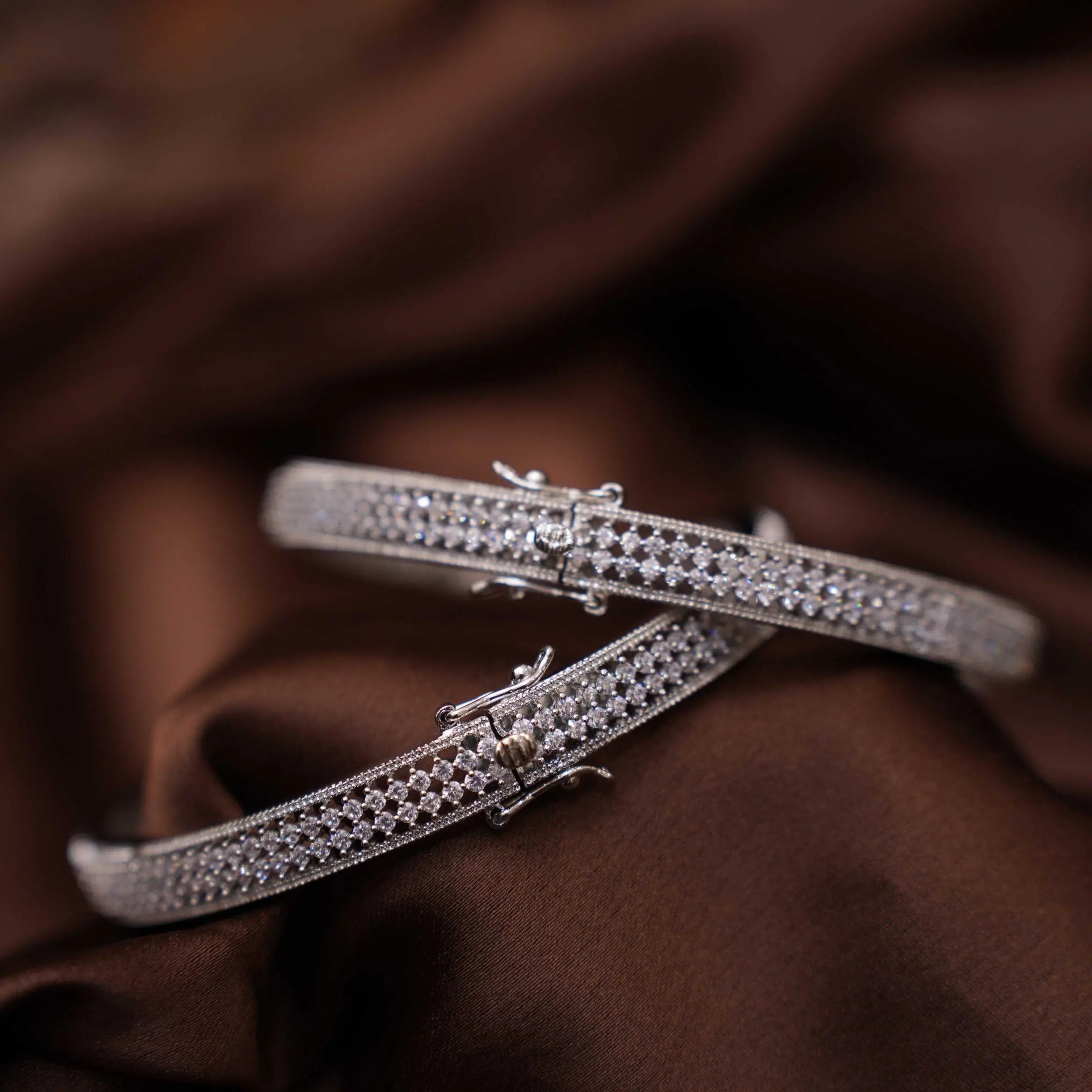 Niksha Zircon Bangles - Silver Color