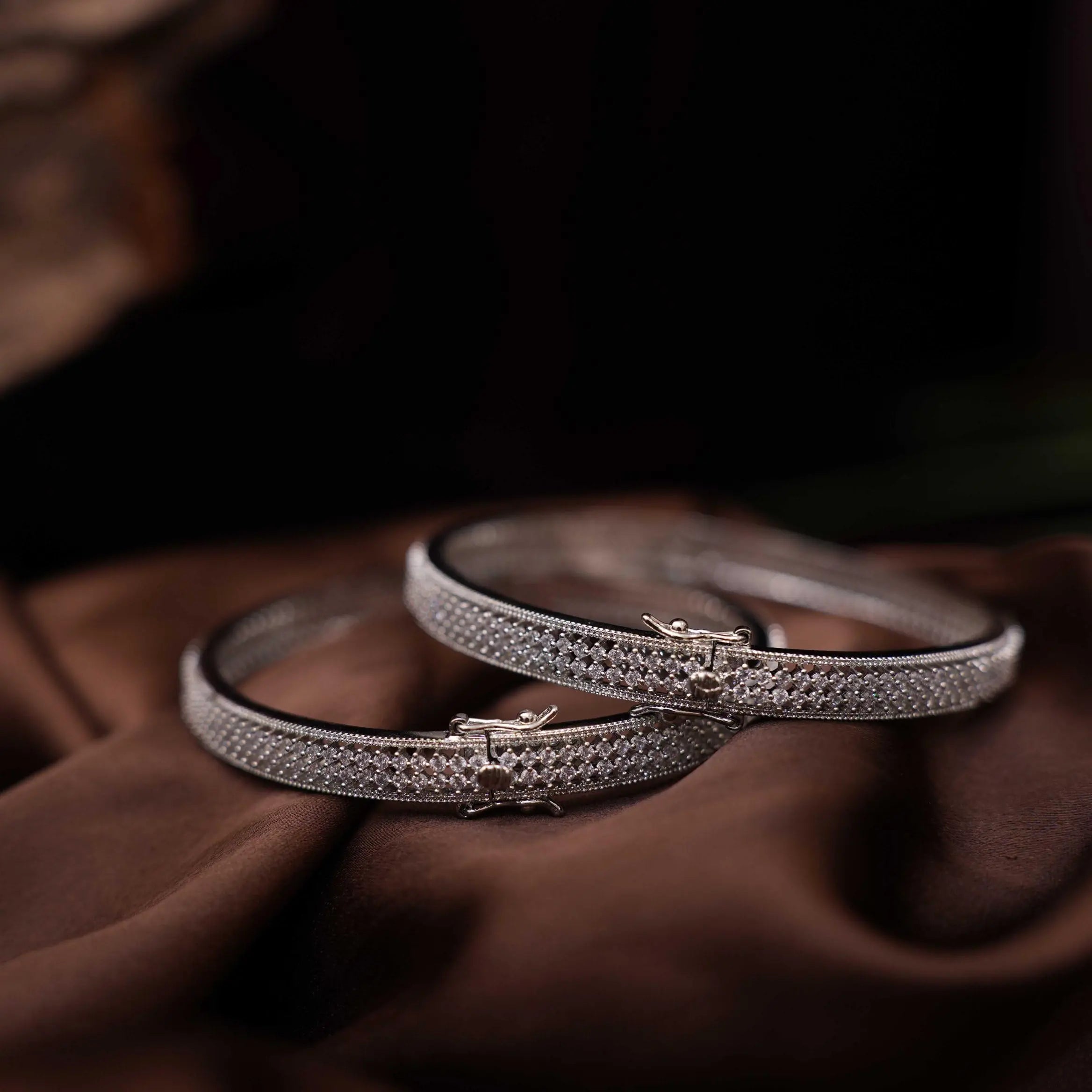 Niksha Zircon Bangles - Silver Color