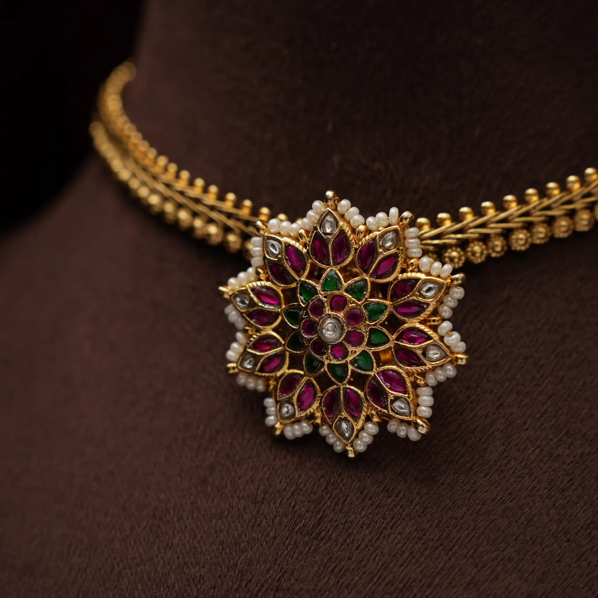 Nila Polki Choker - Red