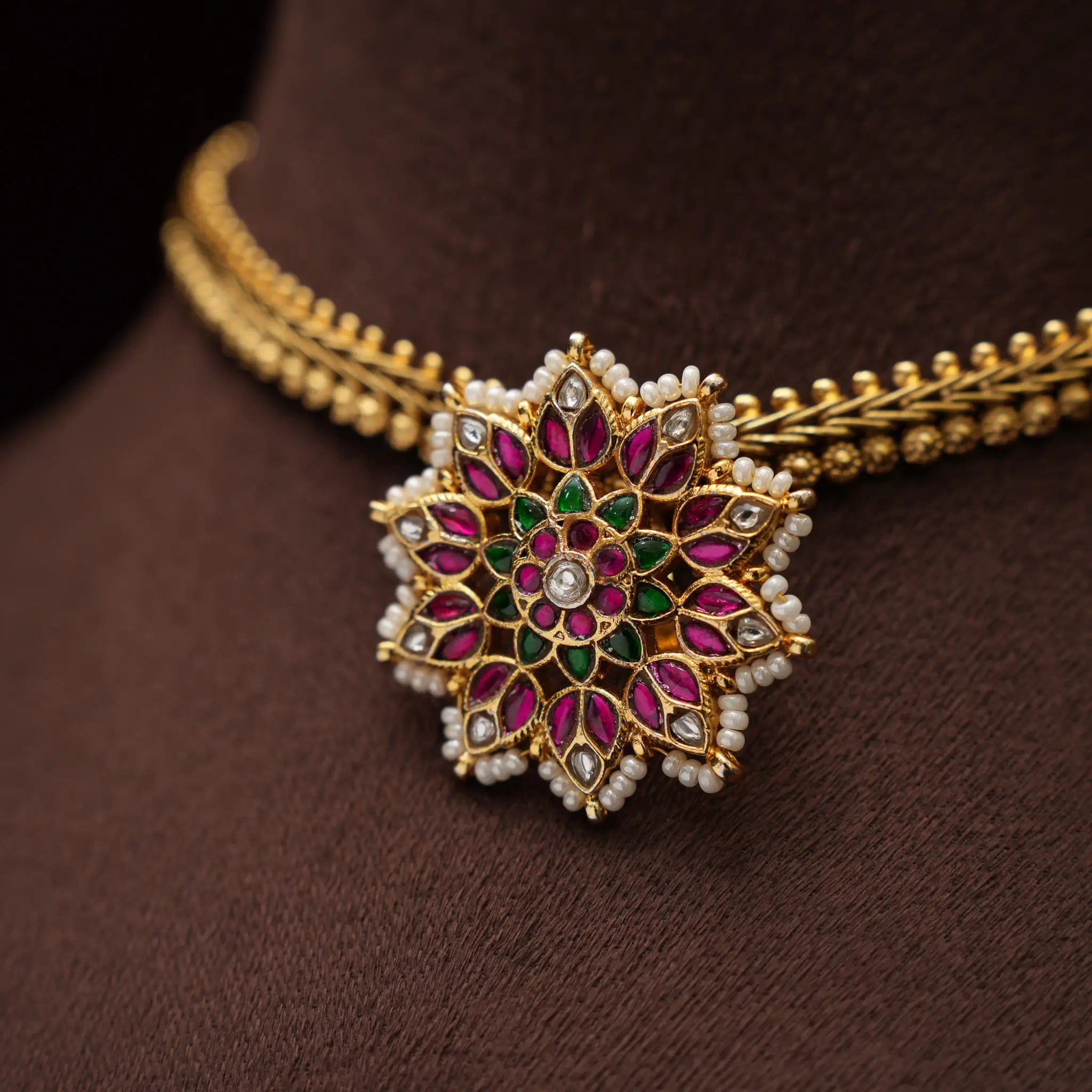 Nila Polki Choker - Red