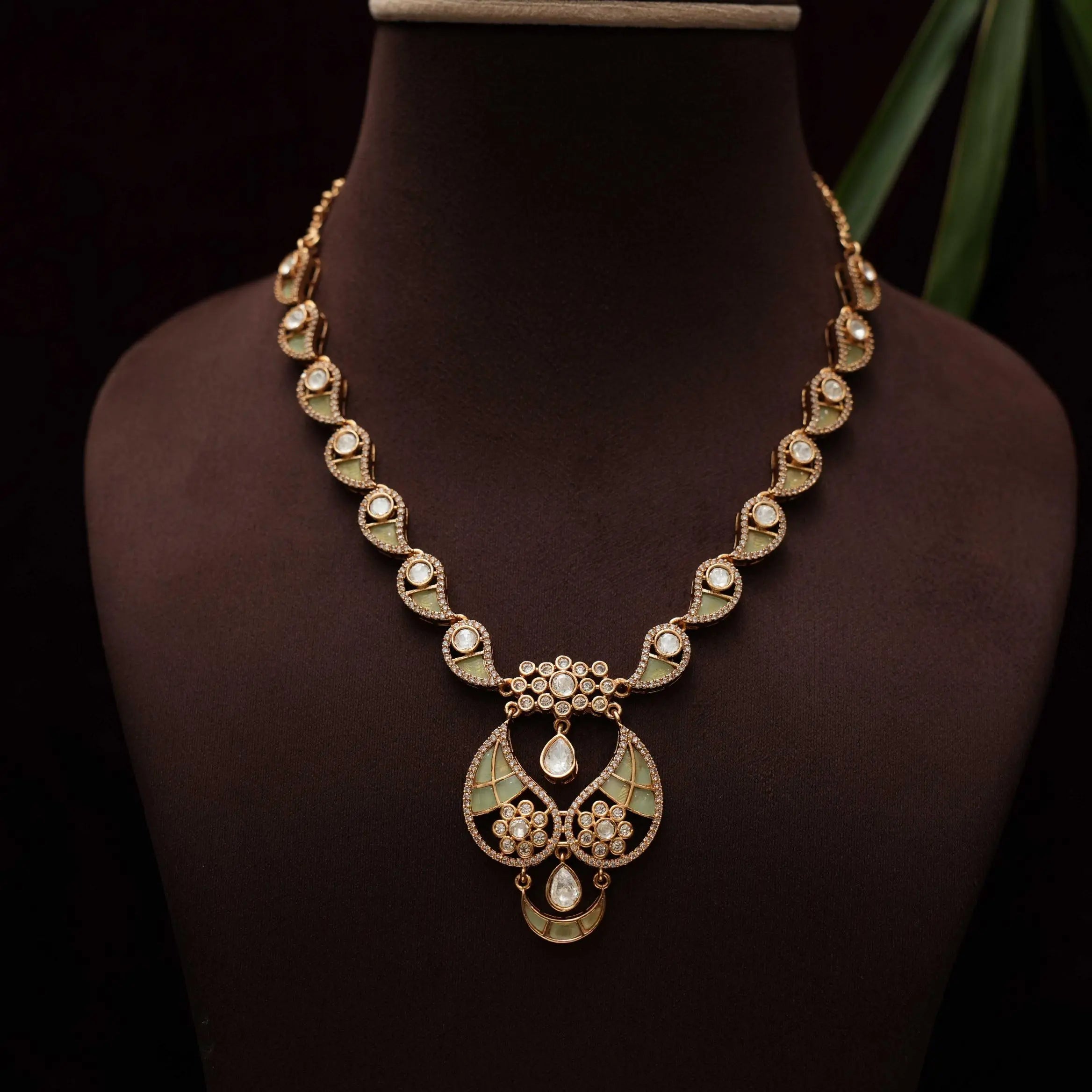 Nilani Polki Necklace - Pastel Green