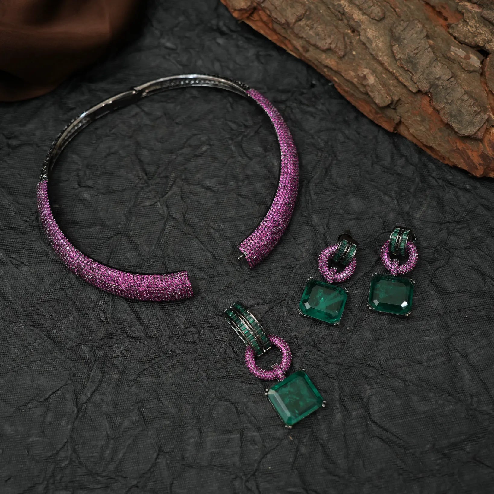 Nirali Zircon Hasli Necklace Set