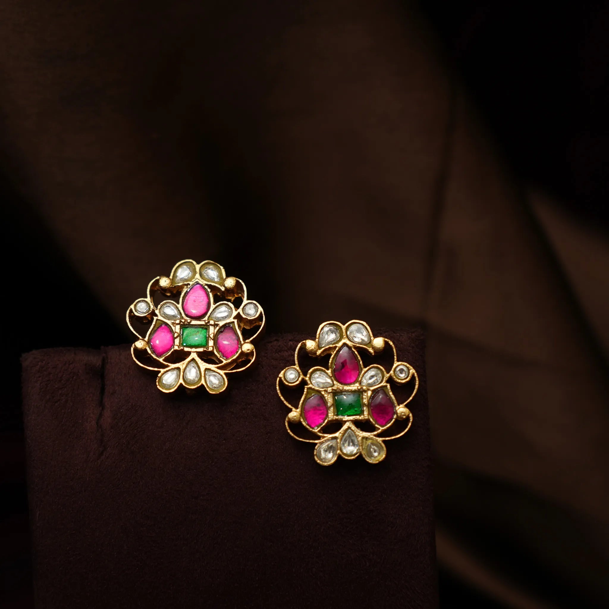 Nirmala Pearl Polki Choker - Red & Green