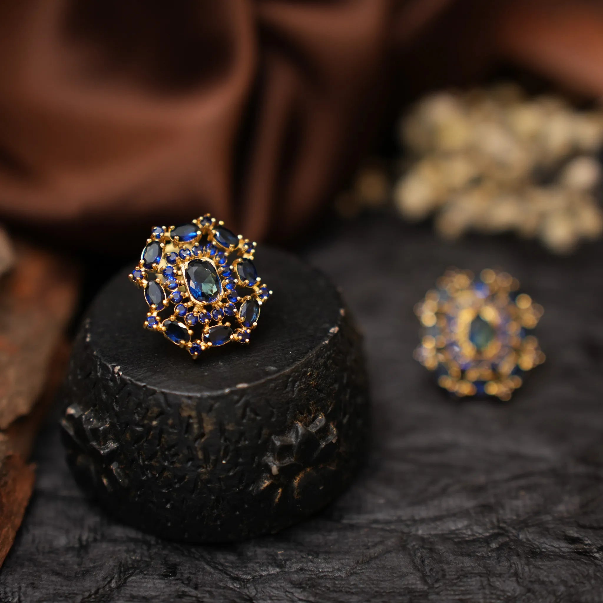 Nisha Antique Ear Stud - Blue