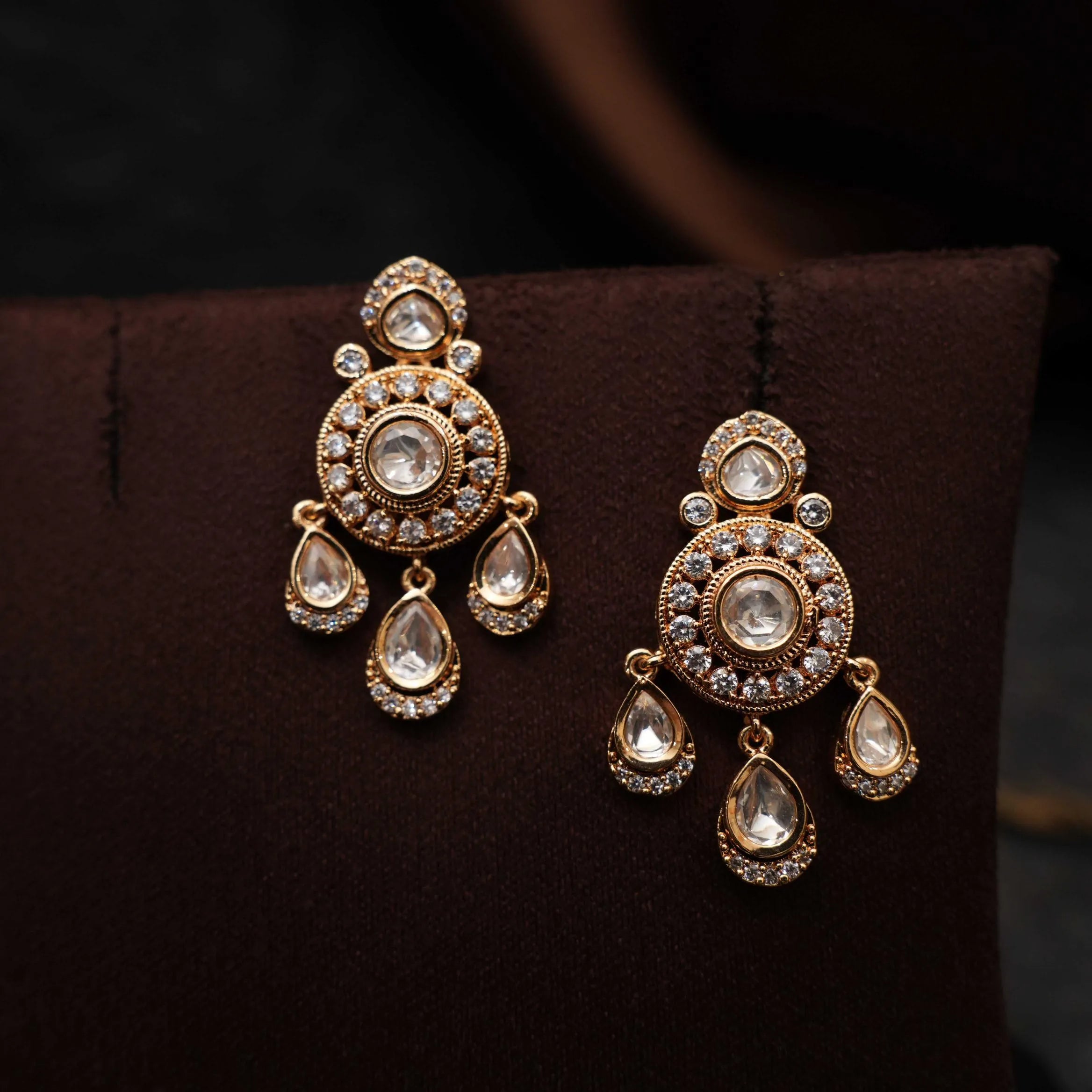 Nitara Polki Designer Earrings - Gold Finish