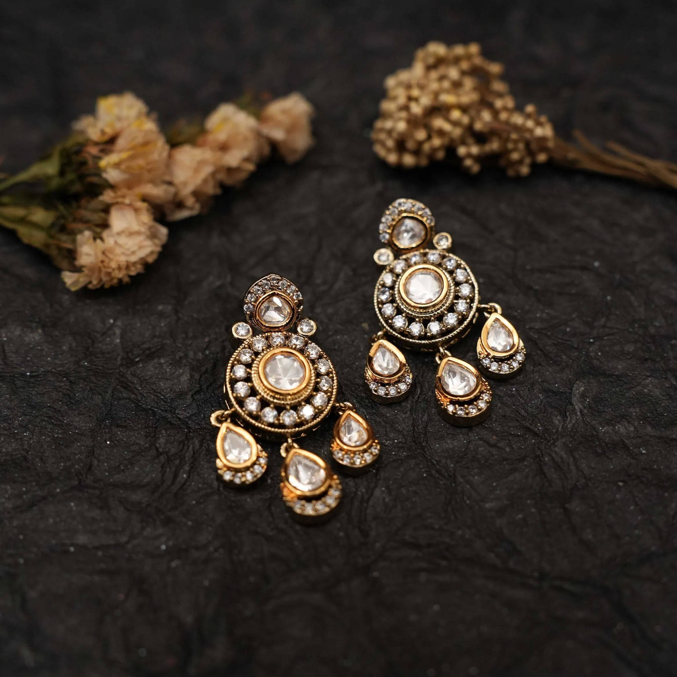 Nitara Polki Designer Earrings - Victoiran Finish