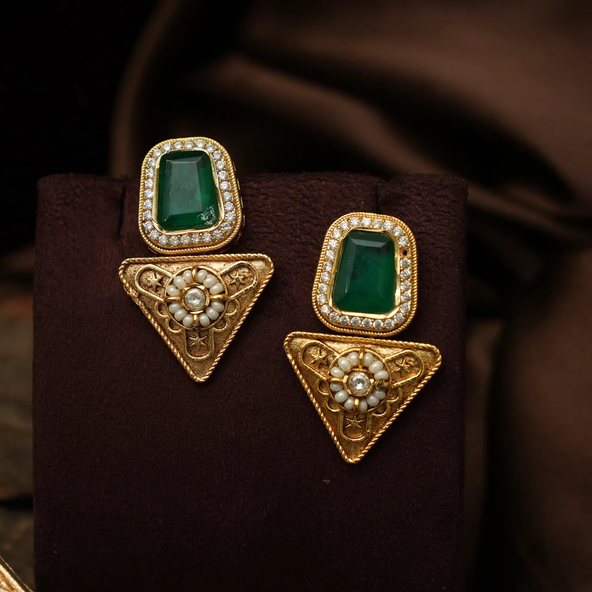 Noah Antique Designer Earring - White