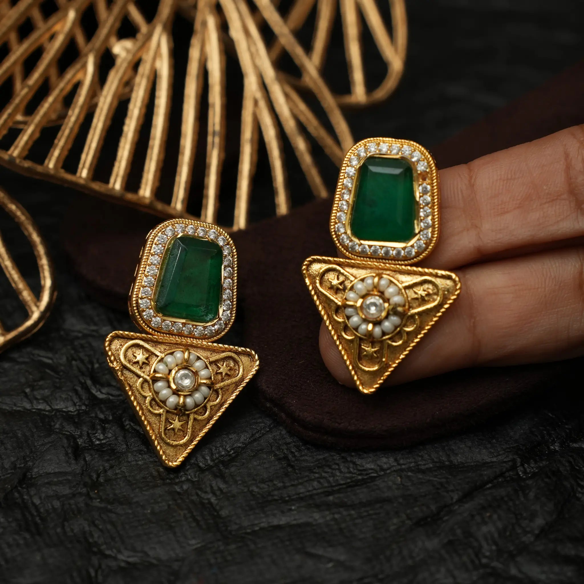 Noah Antique Designer Earring - White