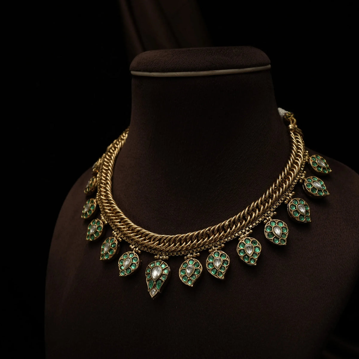 Kaushiki Reversible Antique Necklace - Green & Pink