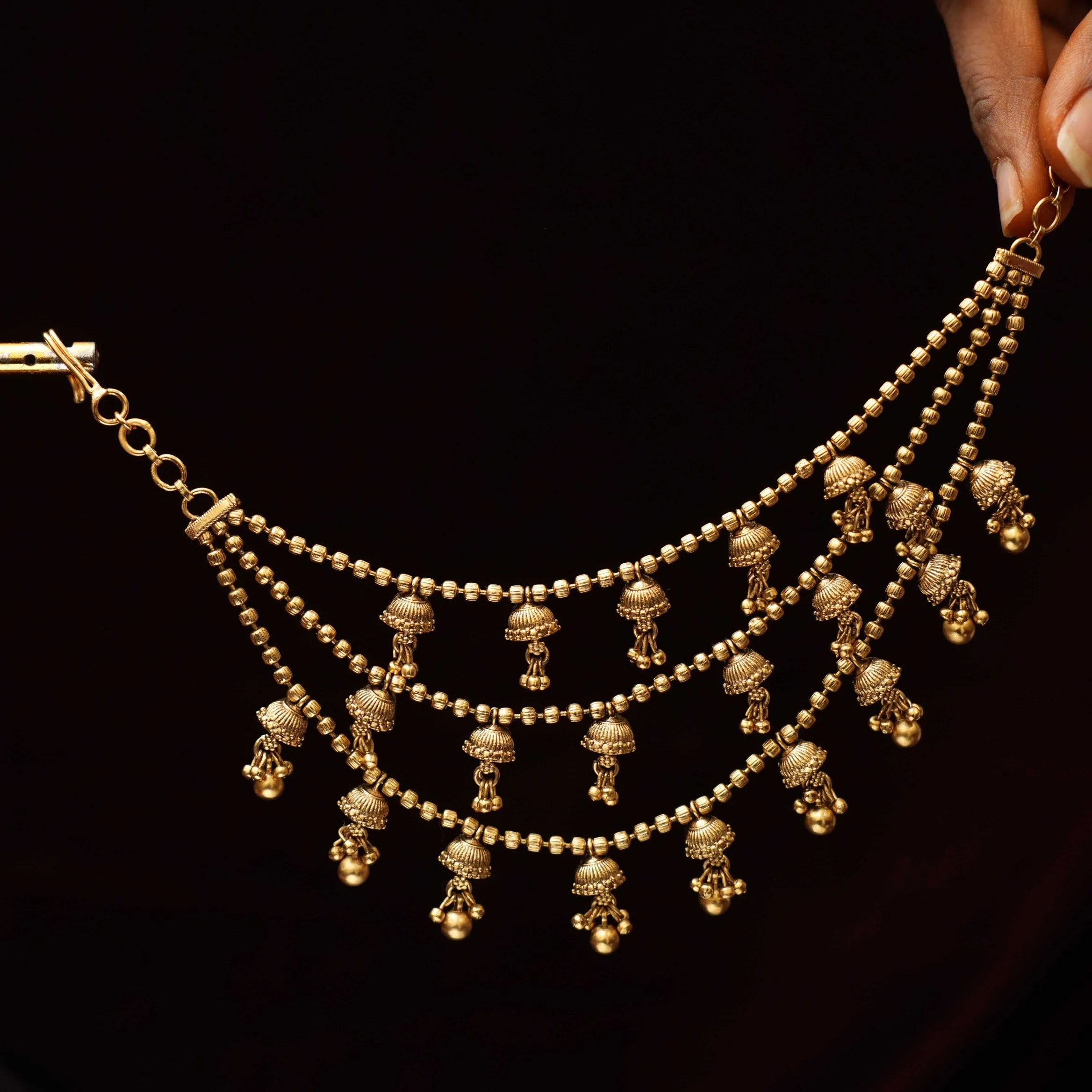 Olivia Antique Ear Chain - Golden Ball