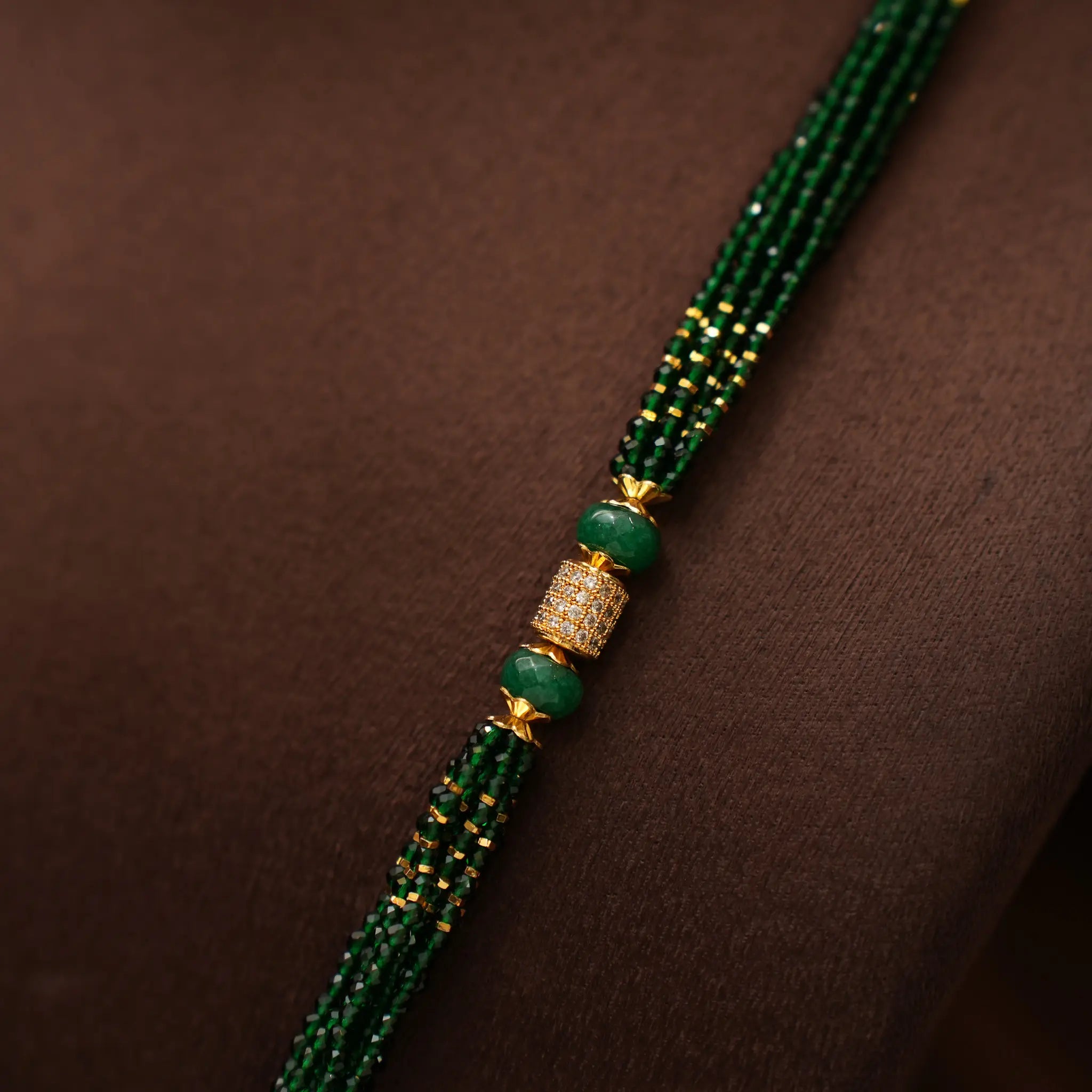 Olivia Beaded Zircon Necklace - Green