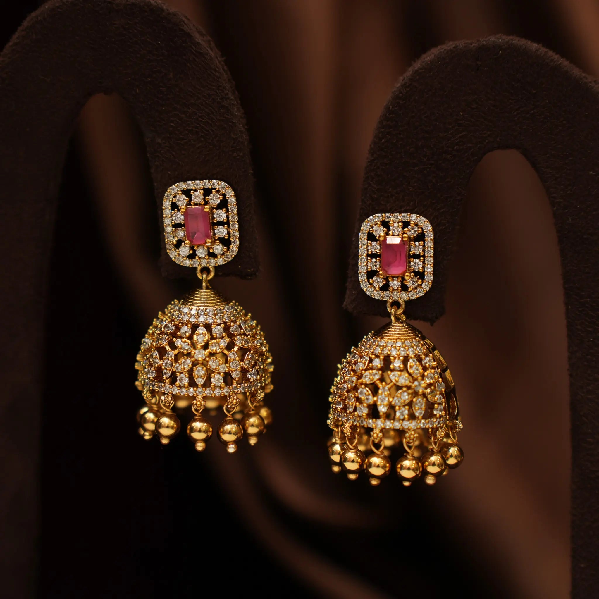 Olivia Beaded Zircon Necklace - Red