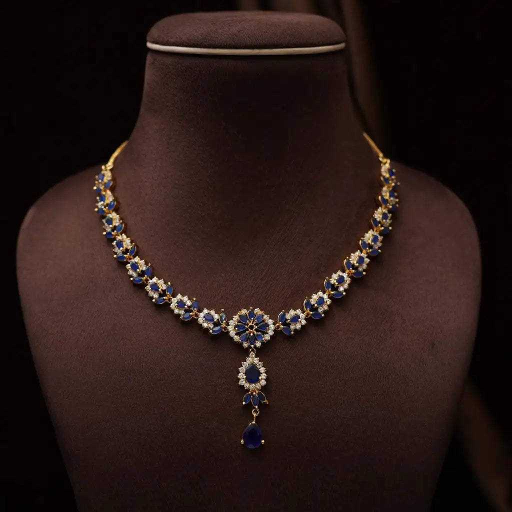 Oshika Zircon Blue Necklace