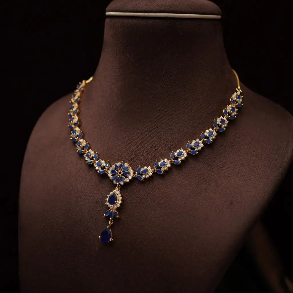 Oshika Zircon Blue Necklace