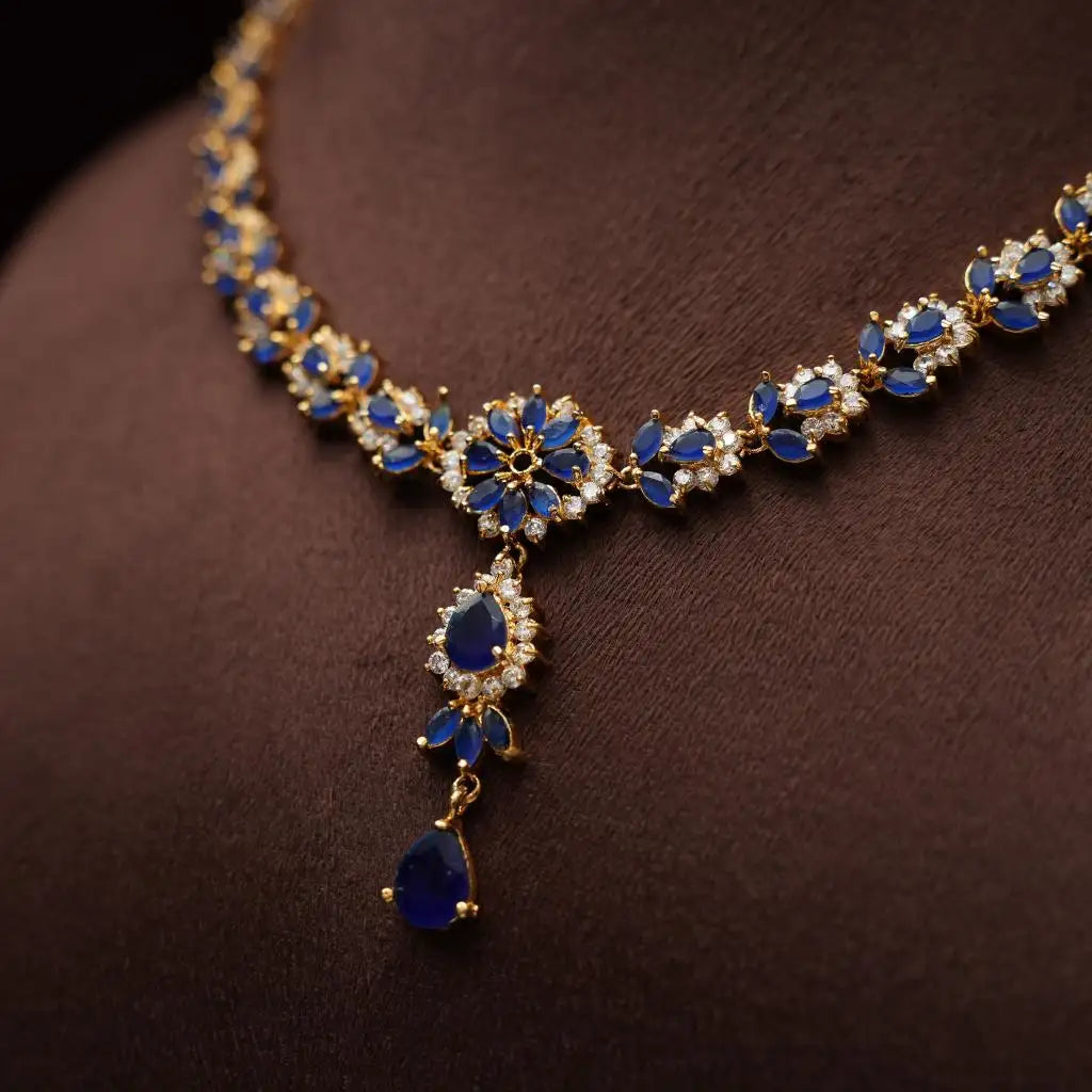 Oshika Zircon Blue Necklace
