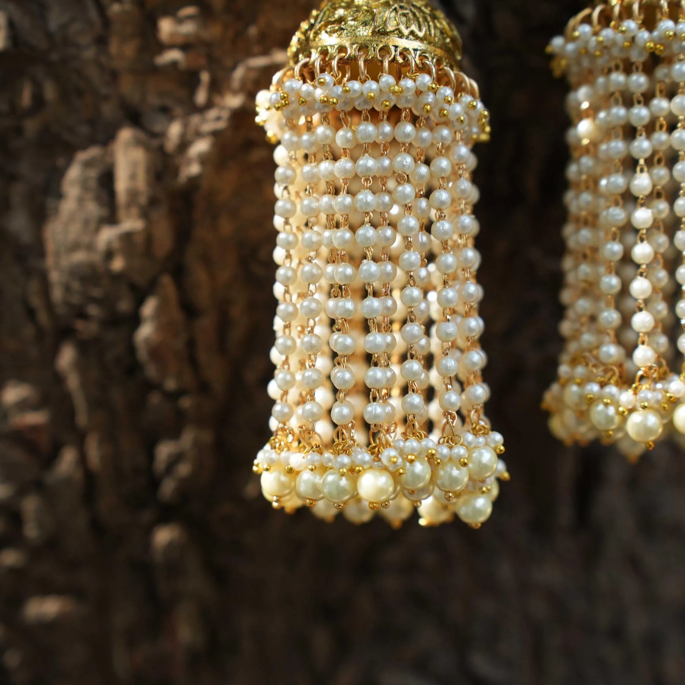 Arja Polki Jhumka Earrings - Pearl