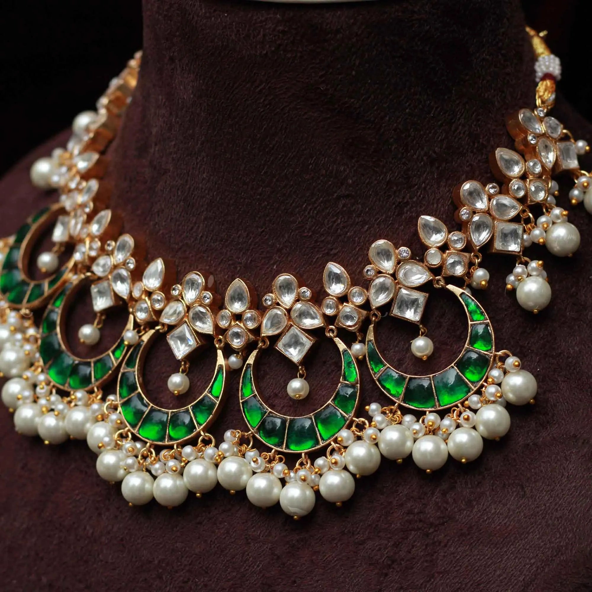 Parnika Chand Polki Necklace - Green