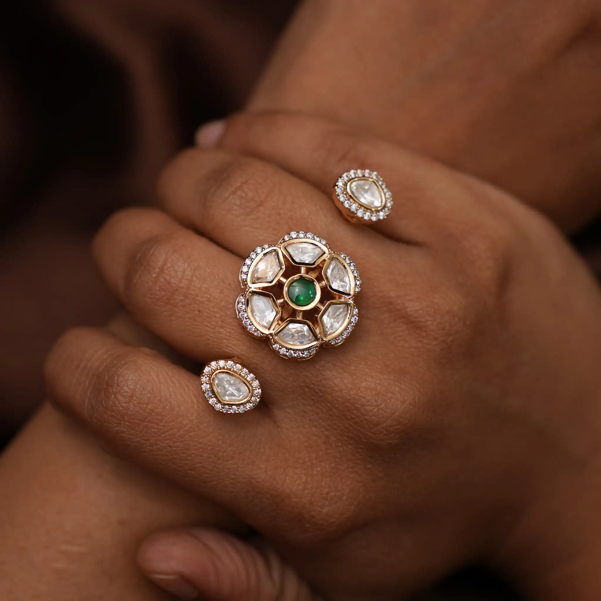 Parul Polki Ring - Green
