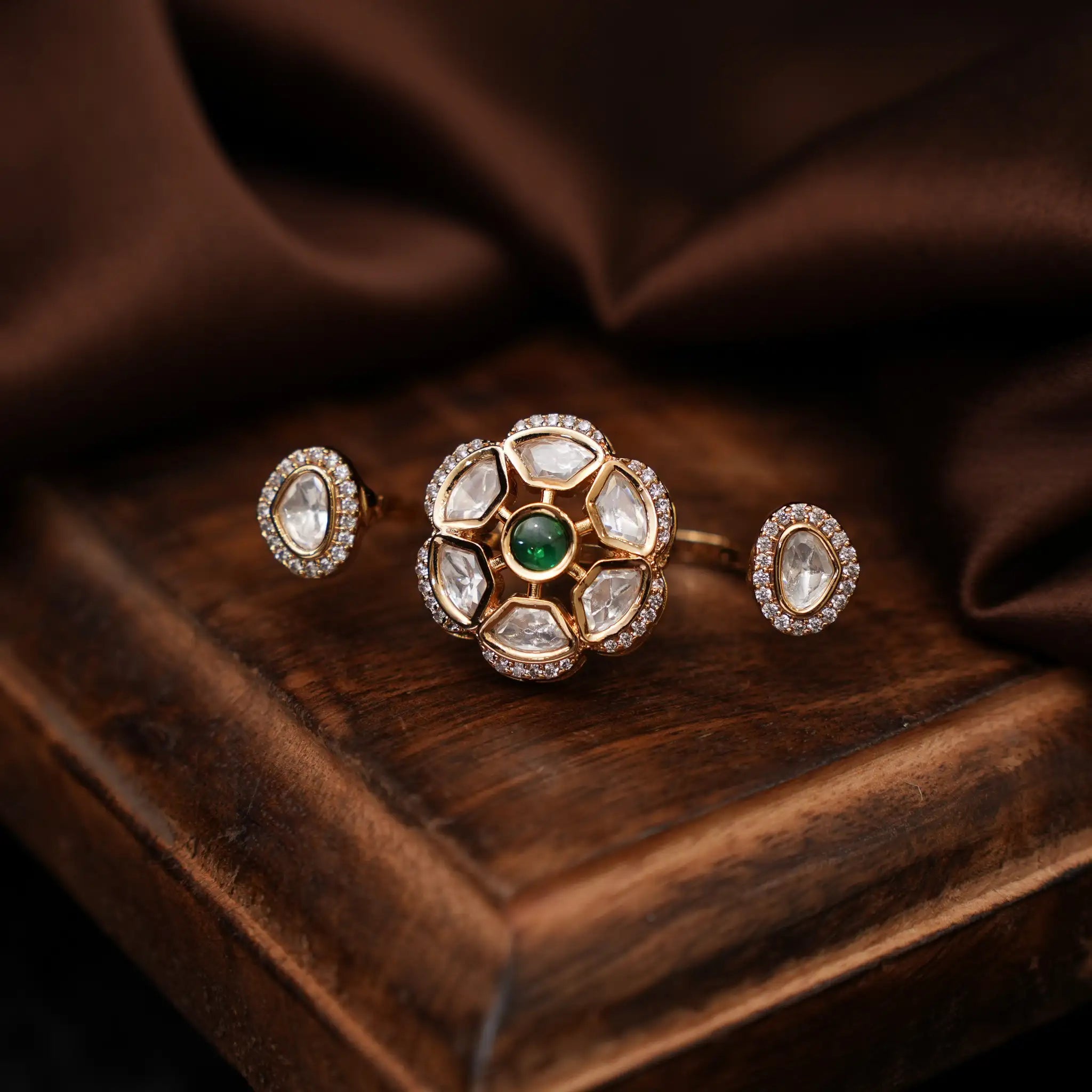 Parul Polki Ring - Green