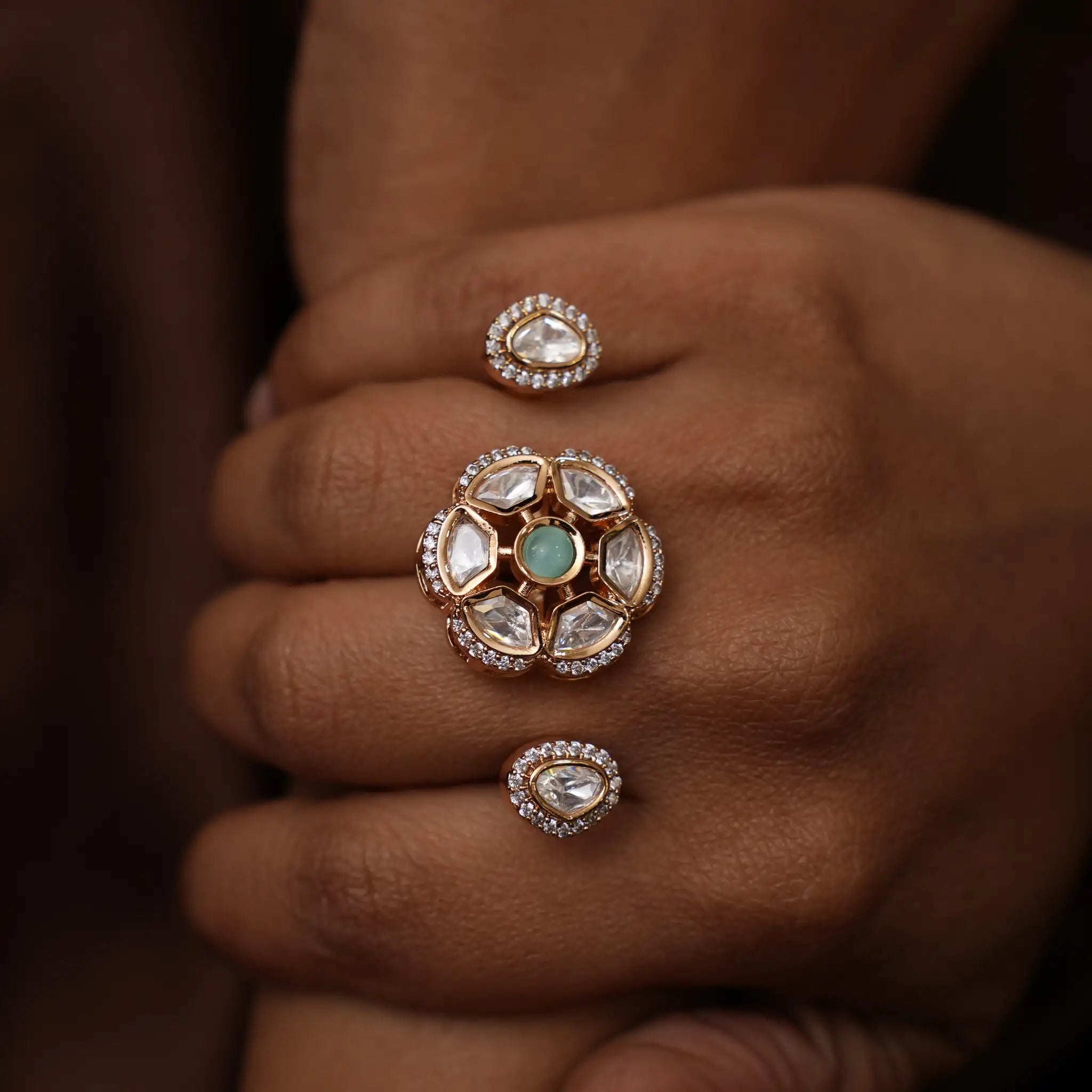 Parul Polki Ring - Pastel Green