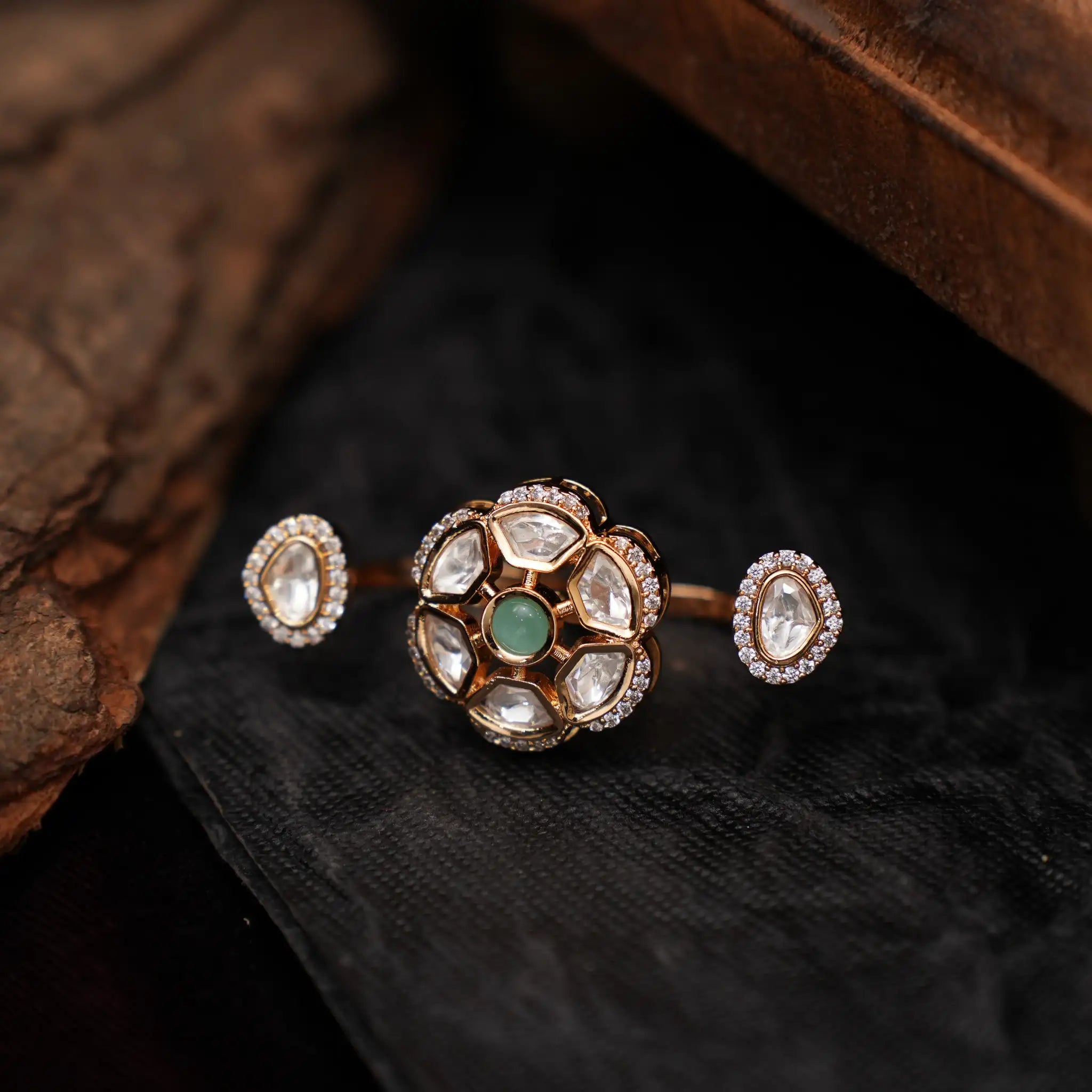 Parul Polki Ring - Pastel Green