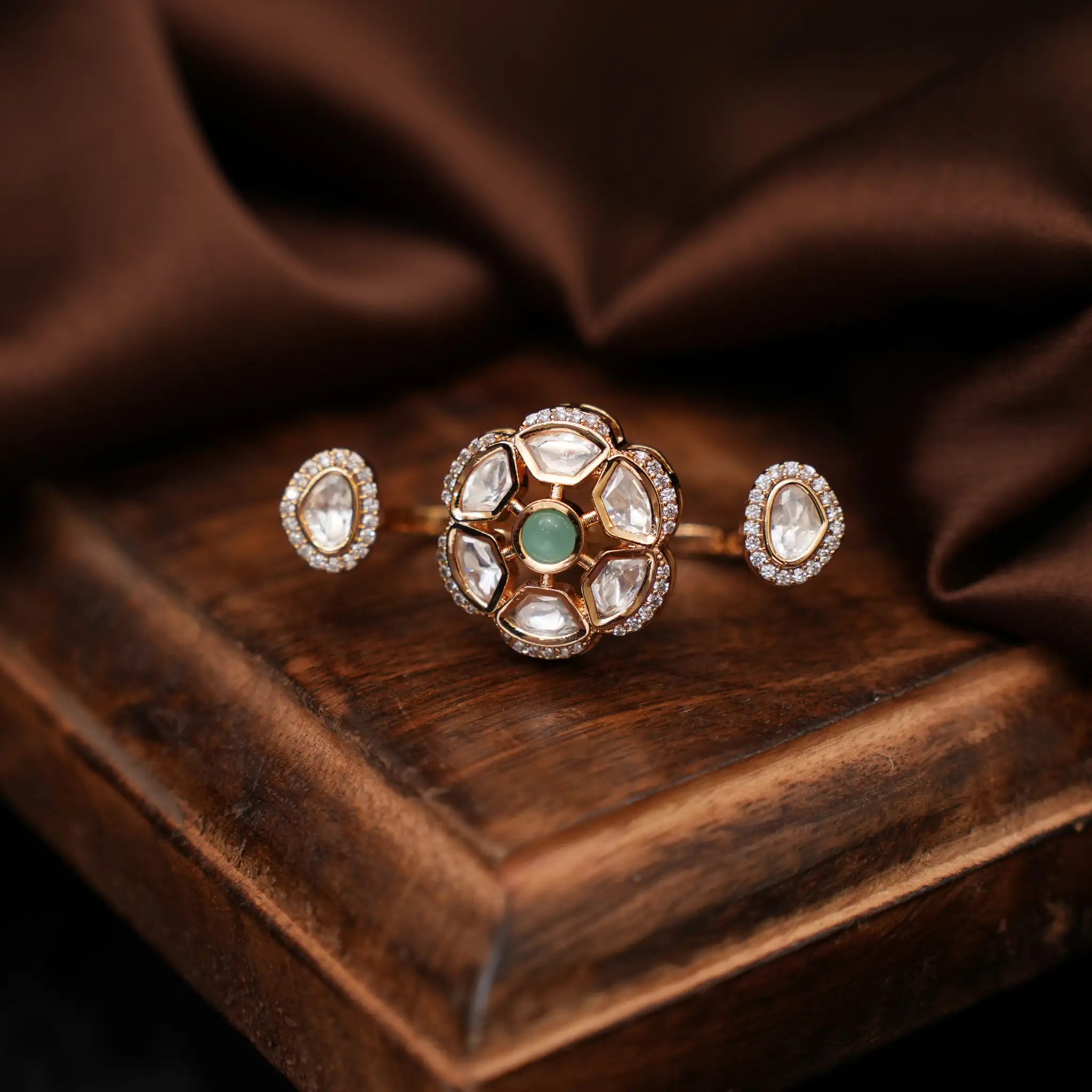 Parul Polki Ring - Pastel Green