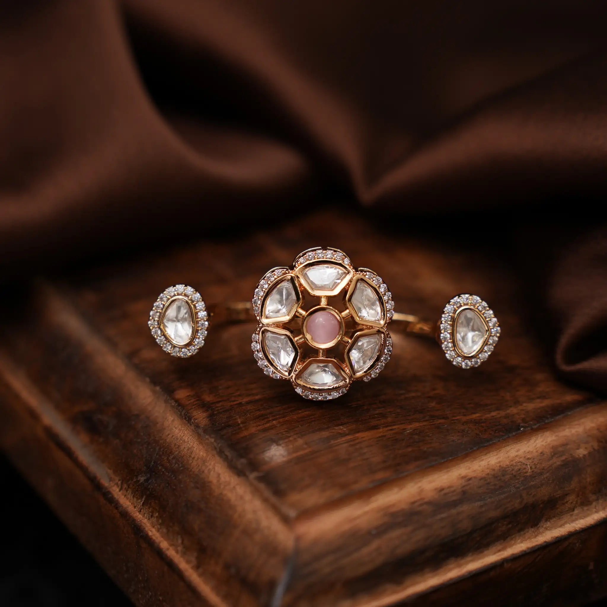 Parul Polki Ring - Pastel Pink