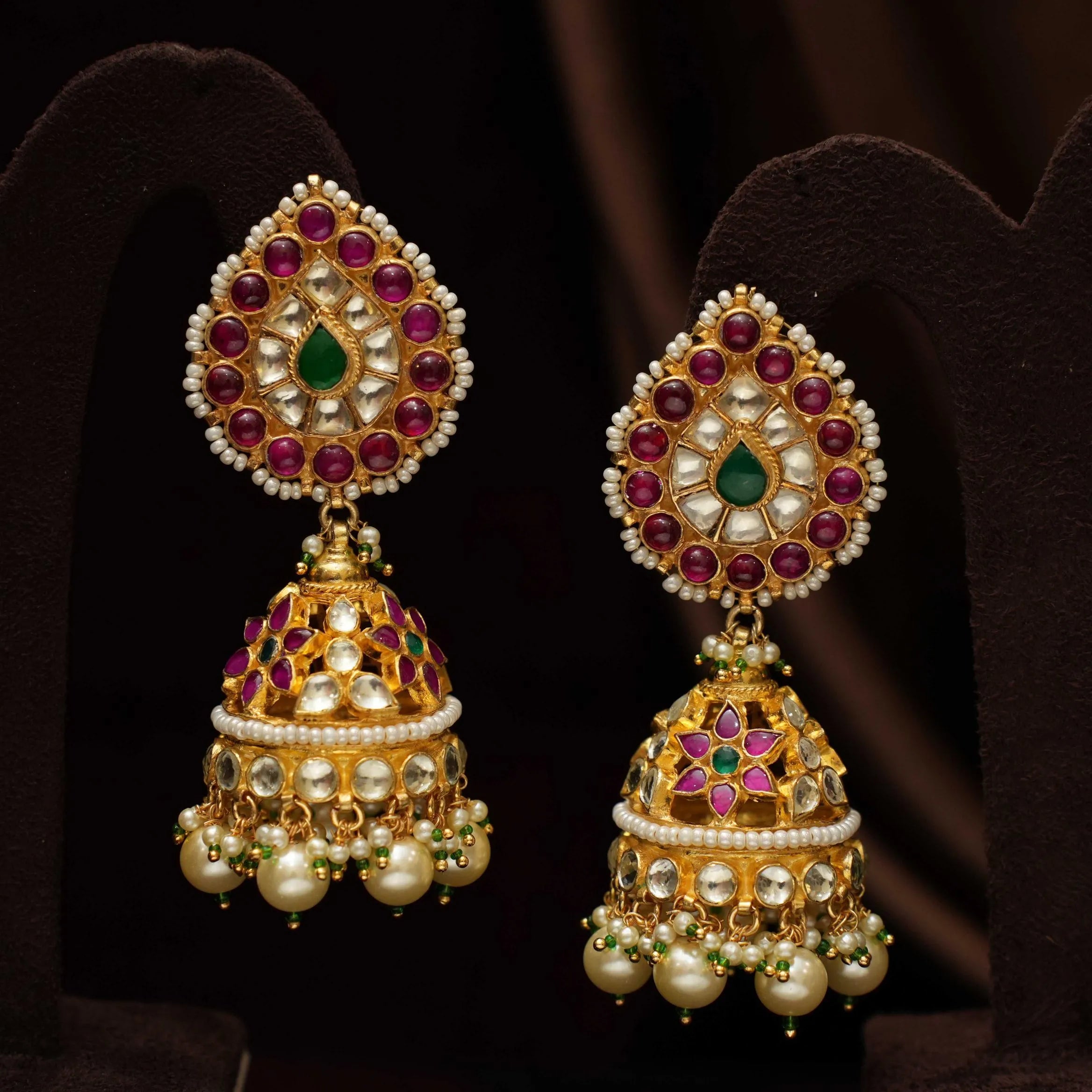 Paavai Polki Jhumka Earrings