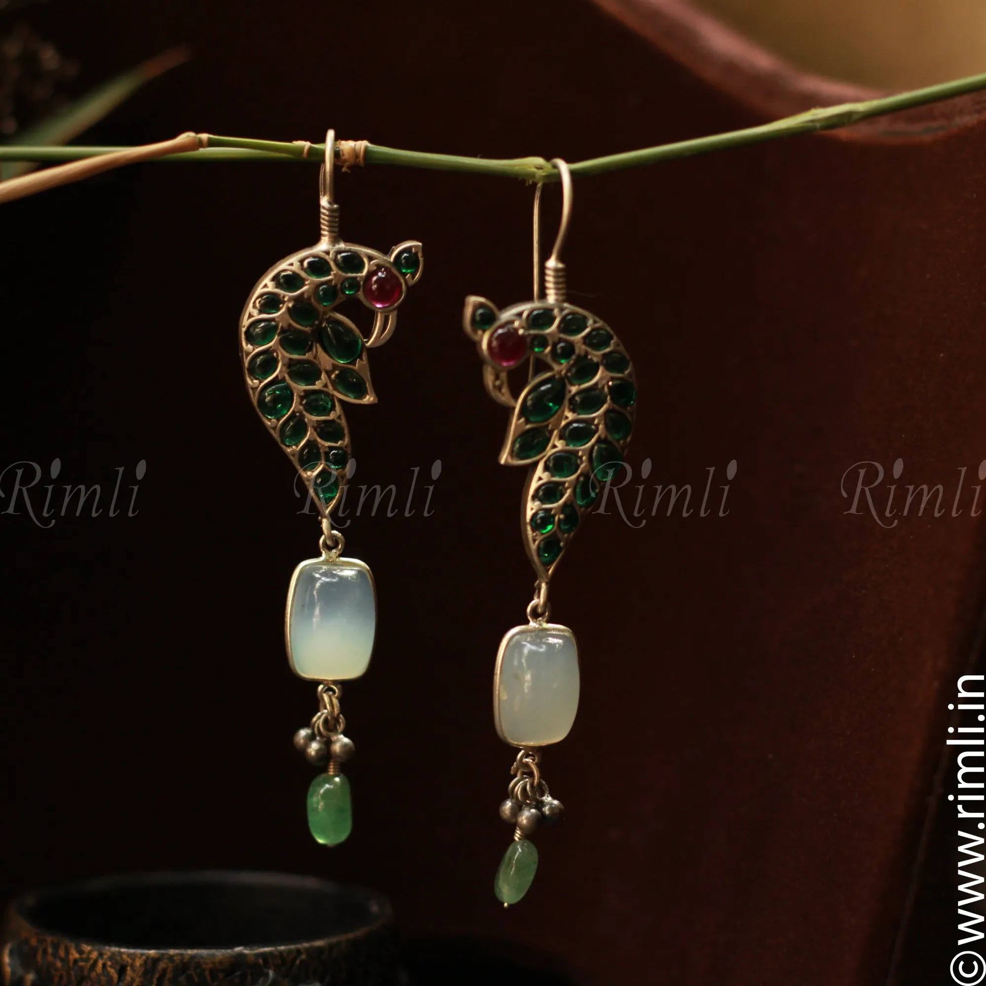 Peacock Hoop Earrings - Rimli Boutique