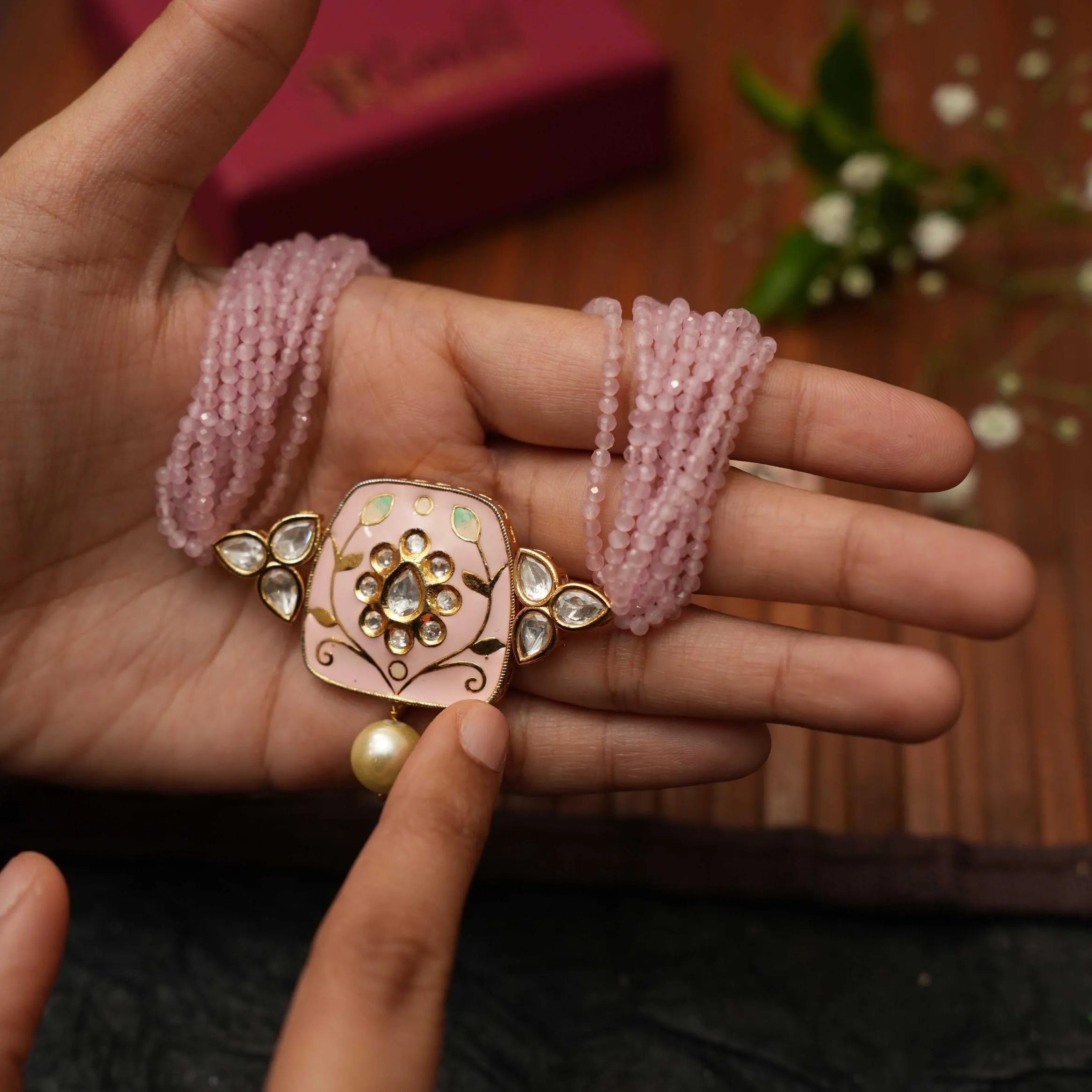 Pink Meenakari Choker