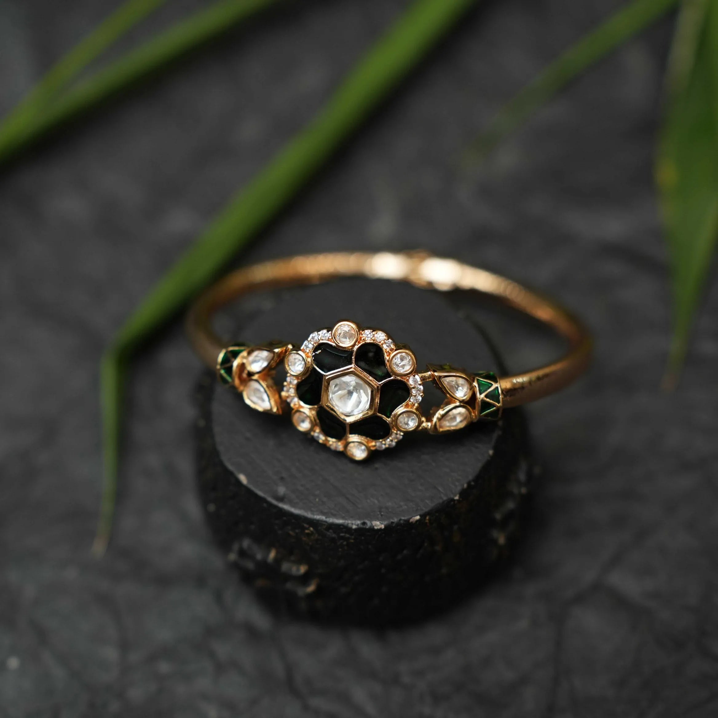 Pragya Kundan Bracelet - Green