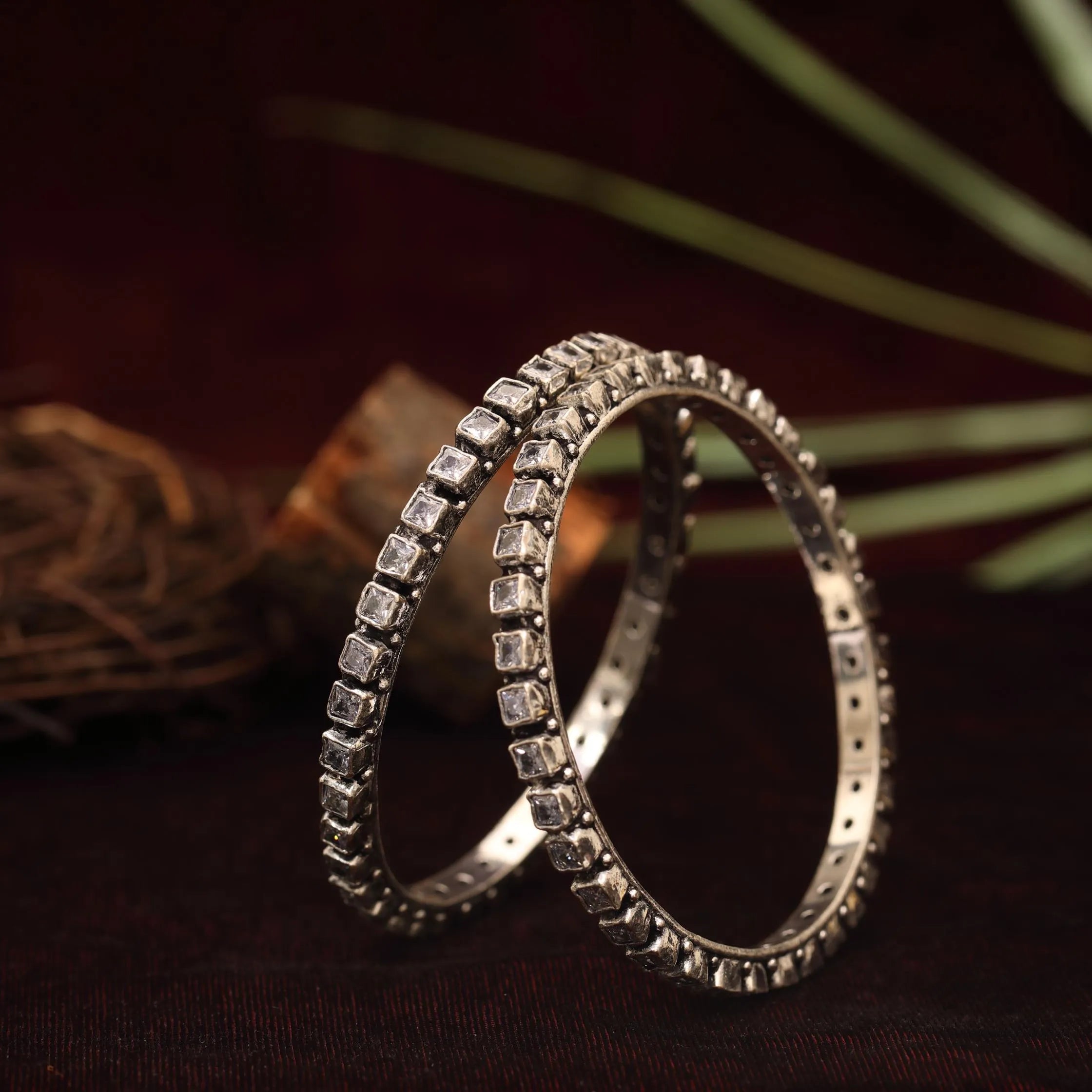 Prahi Silver Oxidised Bangles