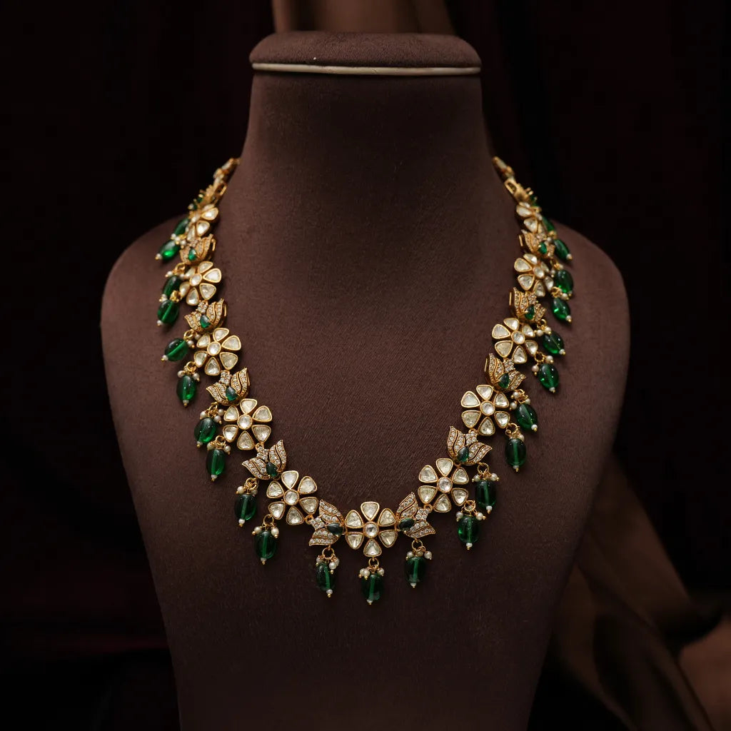 Prajna Victorian Kundan Necklace - Green