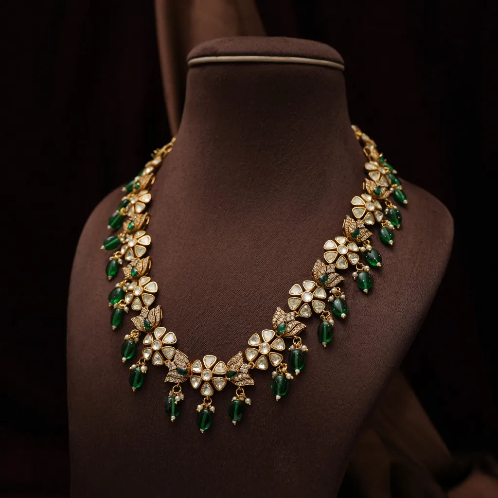 Prajna Victorian Kundan Necklace - Green