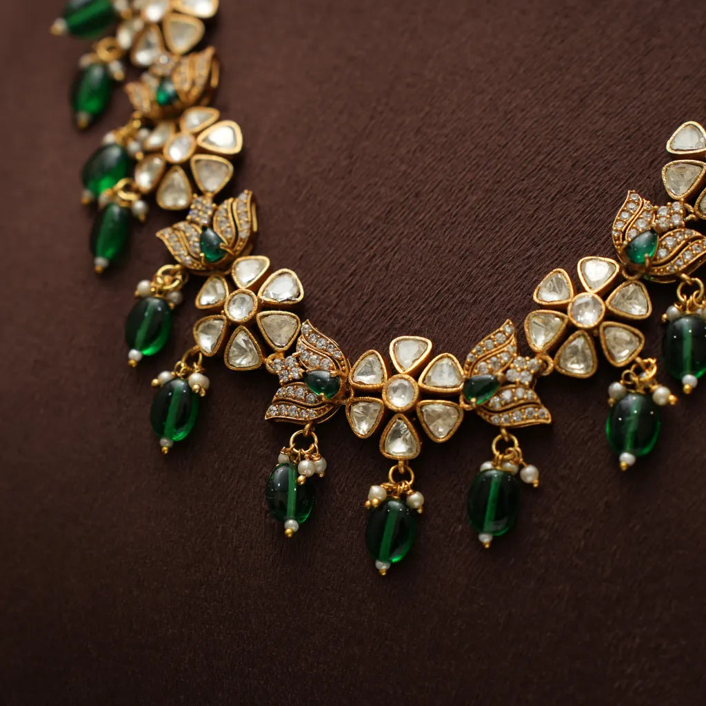 Prajna Victorian Kundan Necklace - Green