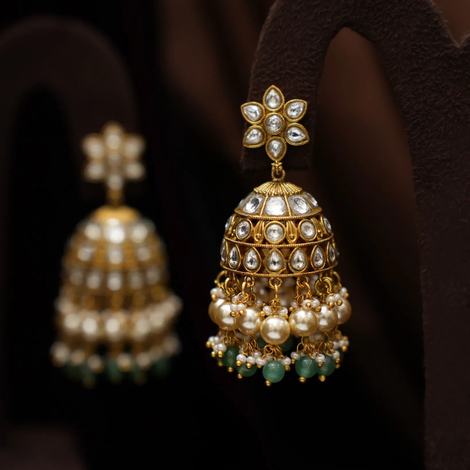 Pranika Polki Jhumka Earrings - White