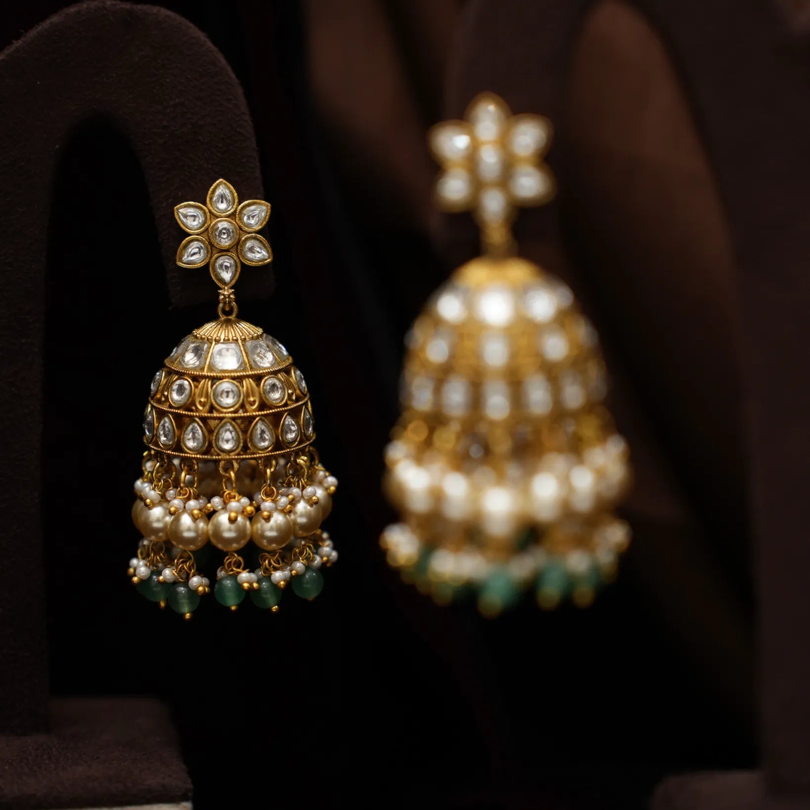 Pranika Polki Jhumka Earrings - White