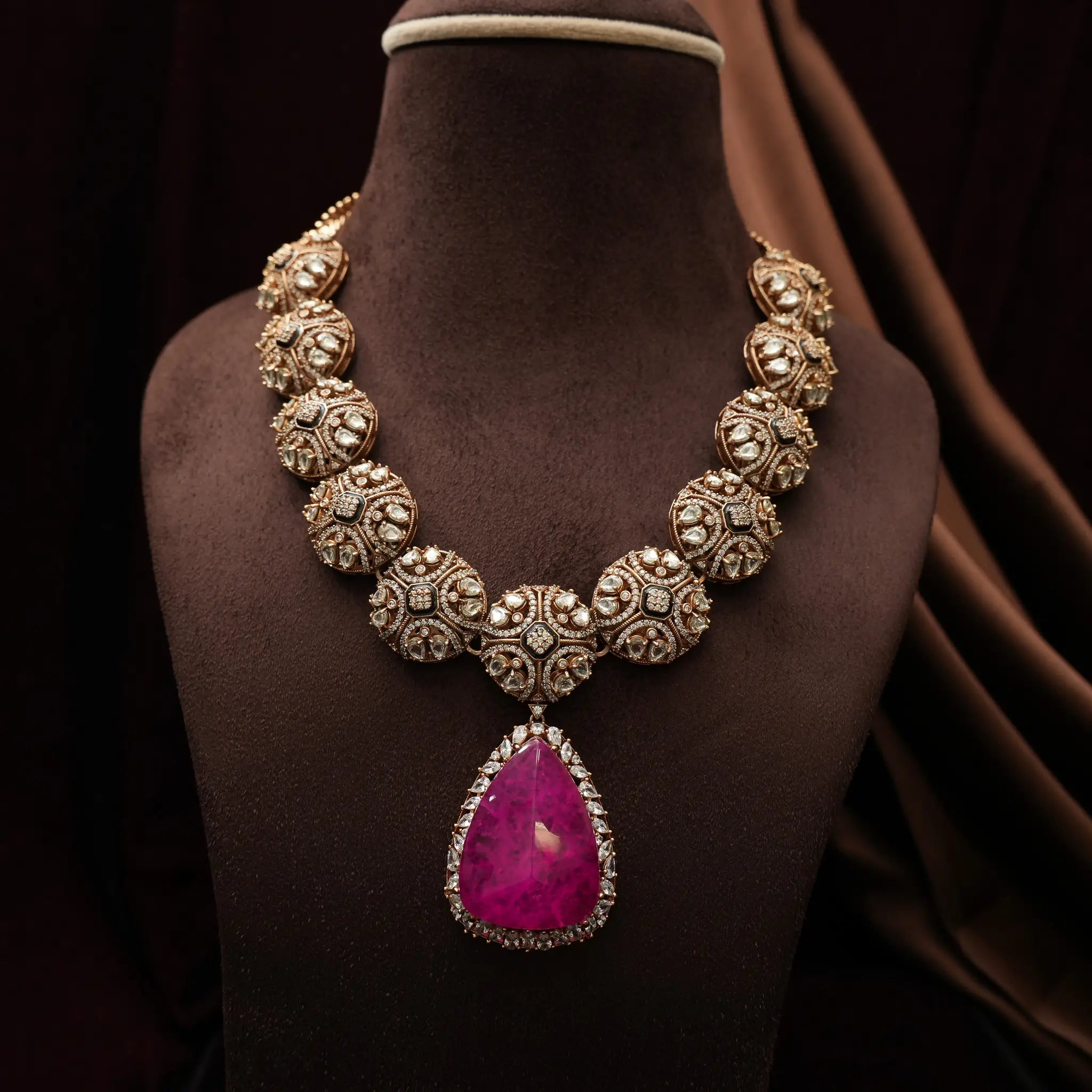 Pranjali Victorian Polki Necklace - Ruby