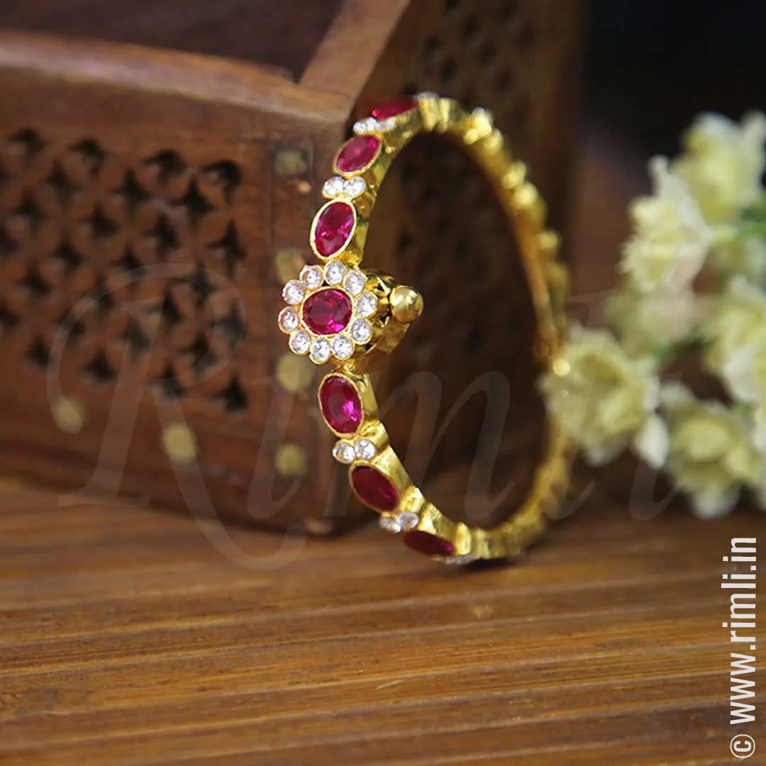 Pink & White Stone Bangle - Rimli Boutique