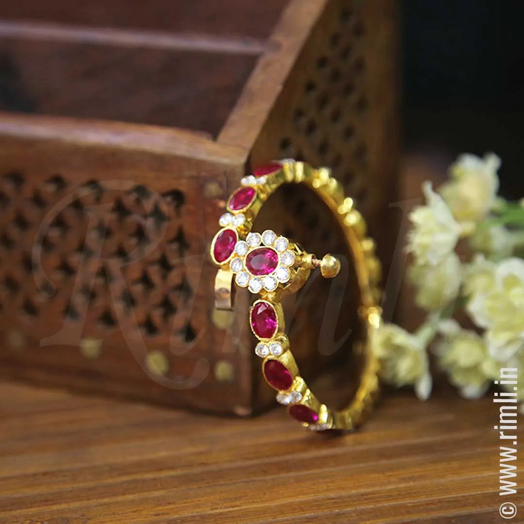 Pink & White Stone Bangle - Rimli Boutique