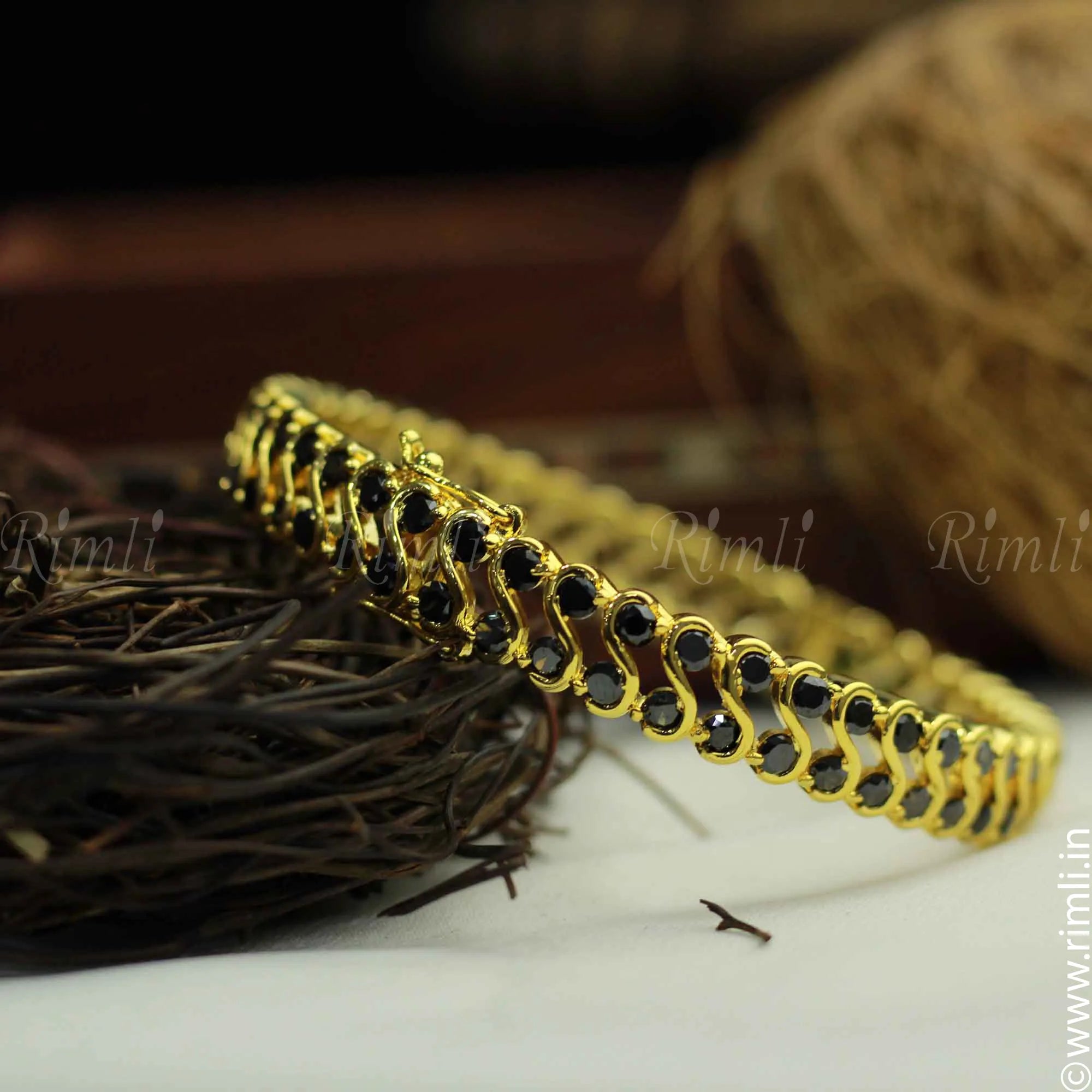 Black Stone Bangle - Rimli Boutique