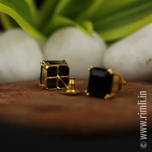 Square Color Earrings - Black - Rimli Boutique