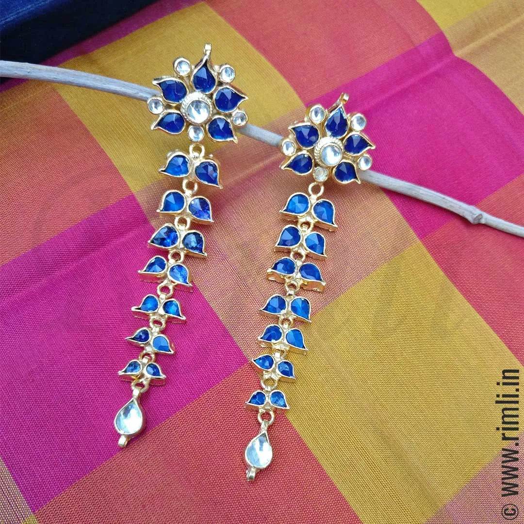 Floral Earrings - MS Blue - Rimli Boutique