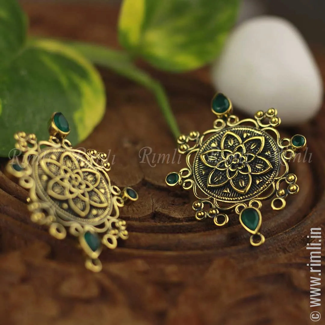 Antique Green Earrings - Rimli Boutique